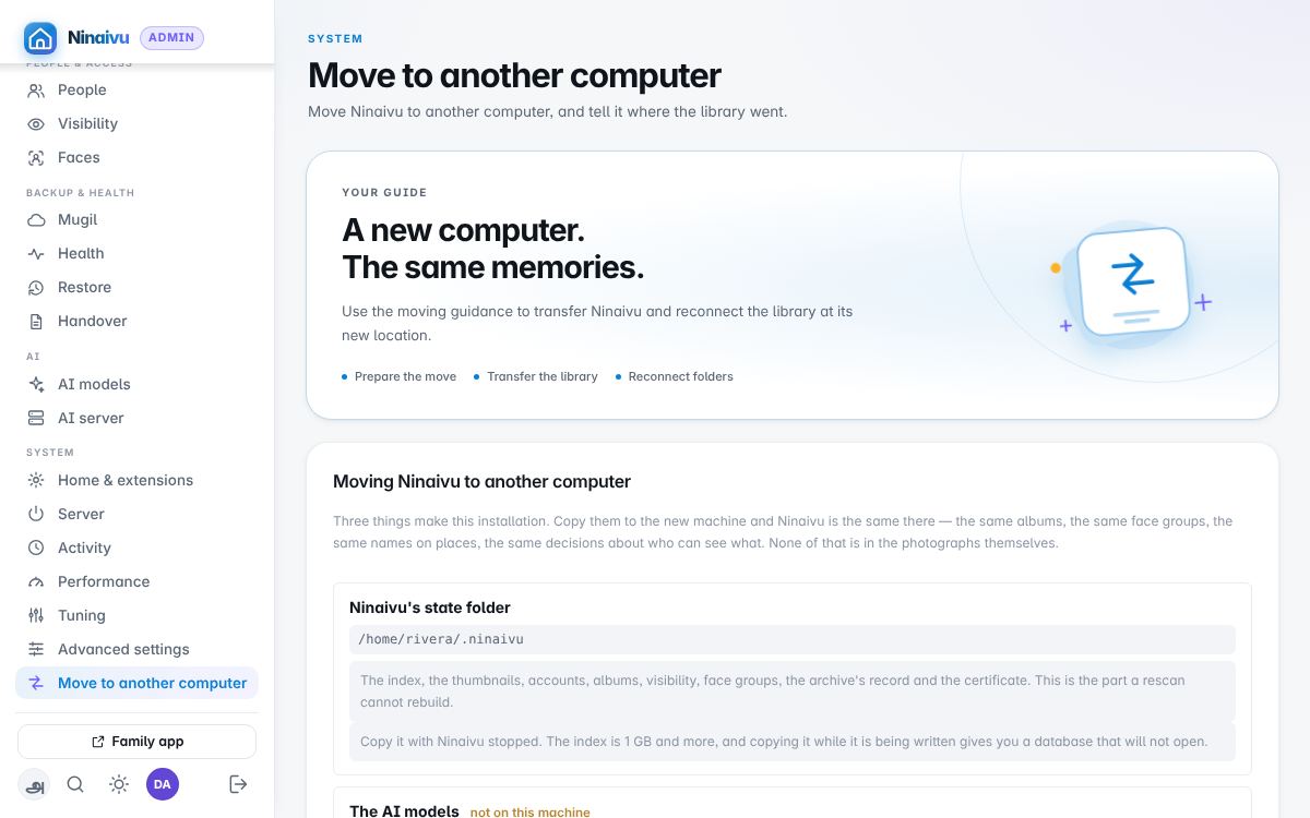 Move to another computer
